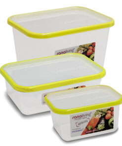 Set 3 hộp (500-1000-2100ml) đựng thực phẩm kháng khuẩn Sanaliving OMADA sản xuất 100% tại Italy - màu Vàng Chanh