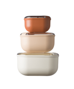 Set 3 hộp (425-1000-2000ml) đựng thực phẩm nhựa nguyên sinh Pull Box OMADA sản xuất 100% tại Italy - màu Sunrise